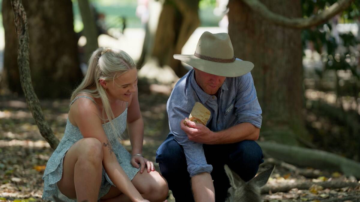 Farmer Dean and Teegan visit Australia Zoo on their solo date. Picture supplied by Channel 7