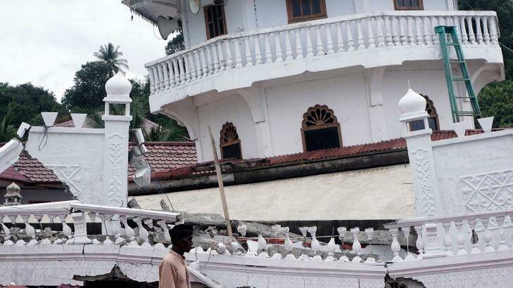 Collapsed Kubah Trienggadeng mosque following this week's earthquake in Aceh province, Indonesia. Photo: Jefri Tarigan