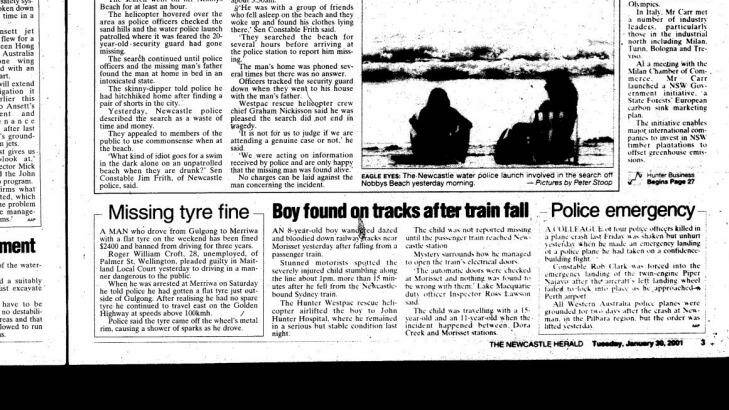 The article as it appeared in the <em>Newcastle Herald </em> on January 30, 2001.