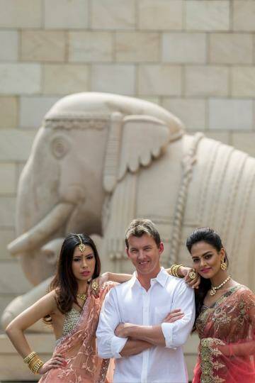 Brett Lee on a visit to India to show off his fashion line and foster interest in Australian-Indian business in 2011. Photo: Graham Crouch