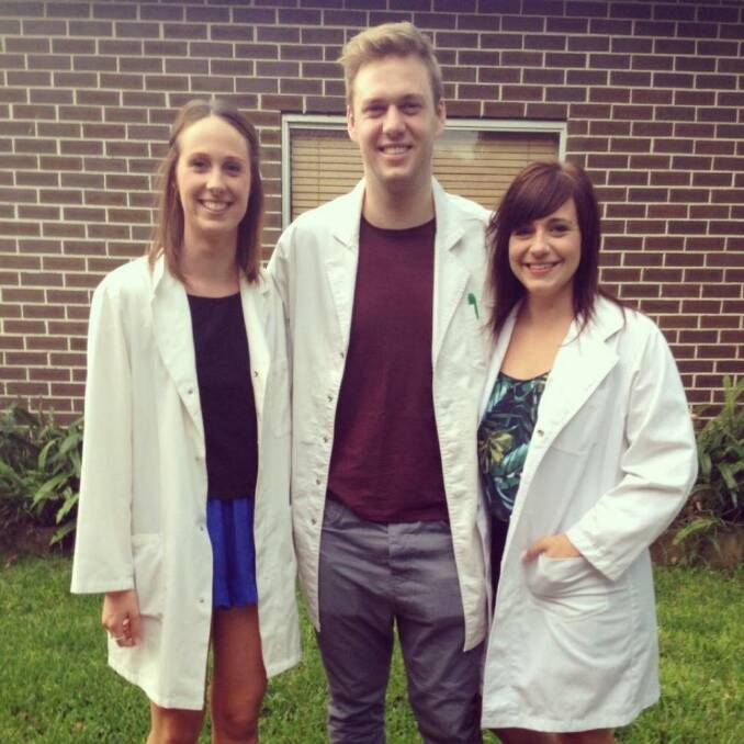 Patrick Green, a physiotherapy student at the University of Sydney, with his classmates.  Photo: Supplied