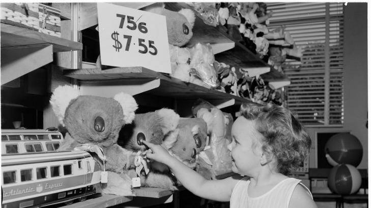 Decimal conversion time, 1966. Toys in old and new prices.  Photo: National Archives