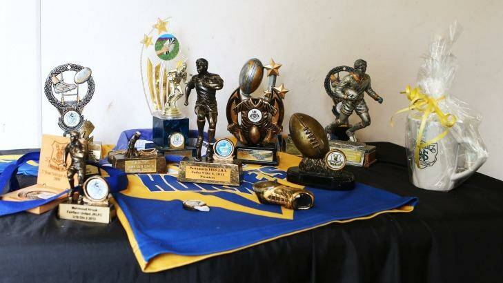 Mahmoud Hrouk's sporting trophies. Photo: Daniel Munoz