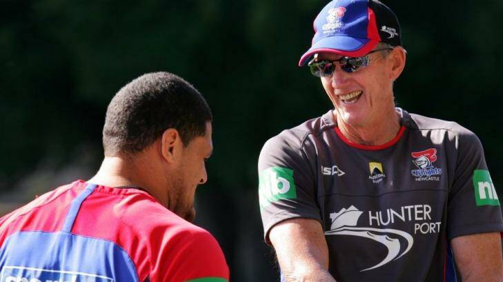In contract limbo: Knights coach Wayne Bennett's future is uncertain following the ownership change at Newcastle. Photo: Brock Perks