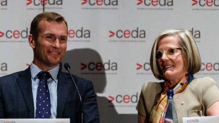 Planning Minister Rob Stokes and Greater Sydney Commission chief Lucy Turnbull at a conference on urban planning in November  Photo: Brook Mitchell