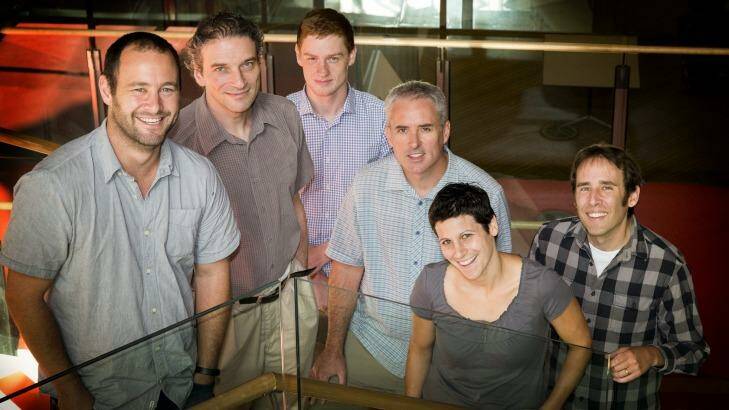The Monash LIGO team, (from left) Paul Lasky; Yuri Levin; Chris Whittle; Duncan Galloway; Letizia Sammut; Eric Thrane. Photo: Steve Morton/Monash