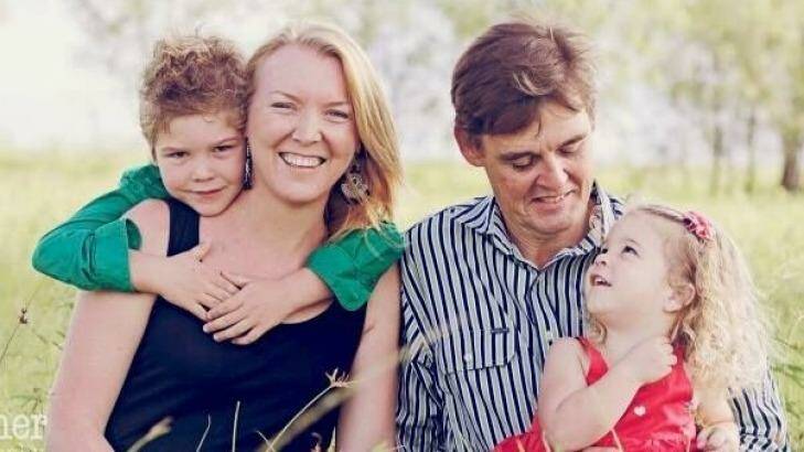 Jacinta Jamieson with her husband and two oldest children before her secondary breast cancer diagnosis. Photo: Supplied