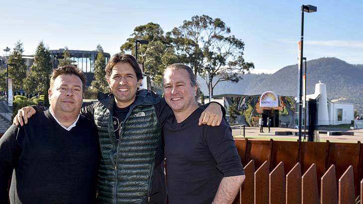 Top chefs Peter Gilmore, Ben Shewry and Neil Perry at MONA in Tasmania.