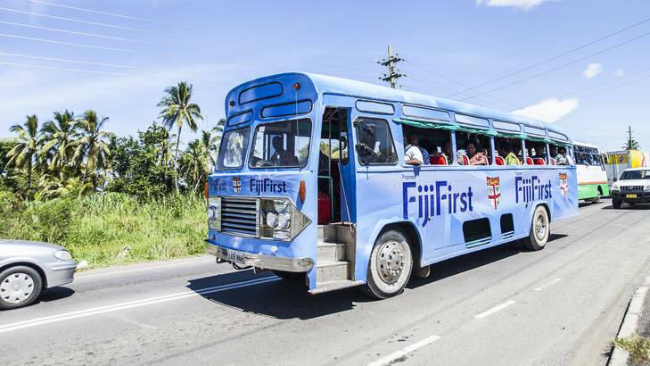 Magic bus: Bainimarama has been travelling the country in his Fiji First political party bus. Photo: Shiri Ram