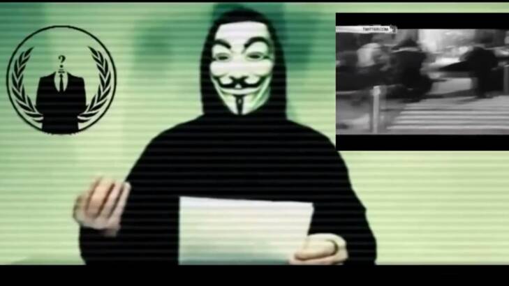 A self-proclaimed member of Anonymous posts a video declaring war on Islamic State. Photo: YouTube