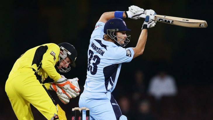 Smokin’: Shane Watson hits out on his way to 83 before falling to Ashton Agar in NSW’s  defeat to Western Australia.   Photo: Photo: Getty Images