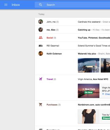 Gmail's new Inbox app displays attachment thumbnails, pre-sorts emails and includes features such as bulk actions, reminders and pins. Photo: Supplied