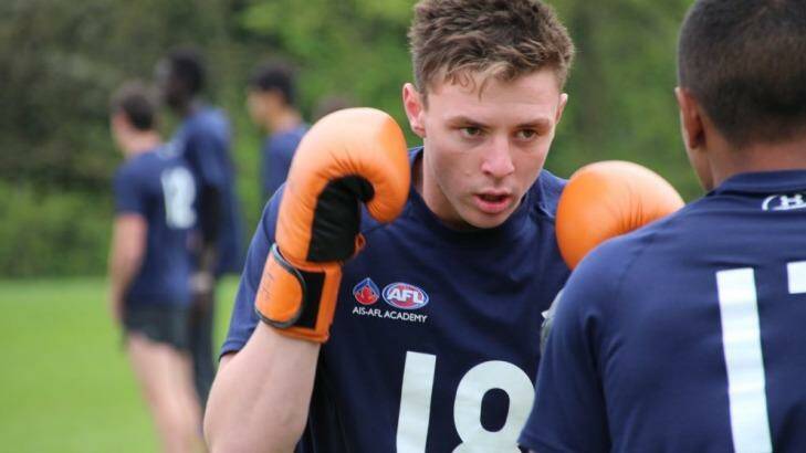 Draft prospect Jake Lever ruptured his ACL at the end of last year. Photo: Emma Quayle