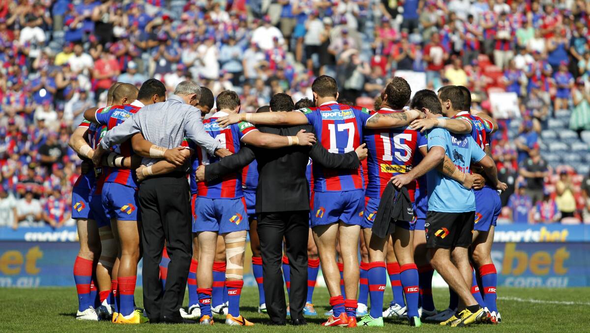 A scene from the "Rise for Alex" day at the Knights game against the Cronulla Sharks at Hunter Stadium on March 30. Picture: Max Mason-Hubers