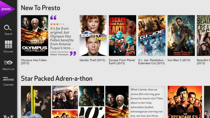 Foxtel's Presto subscription movie service running on an Apple iPad.