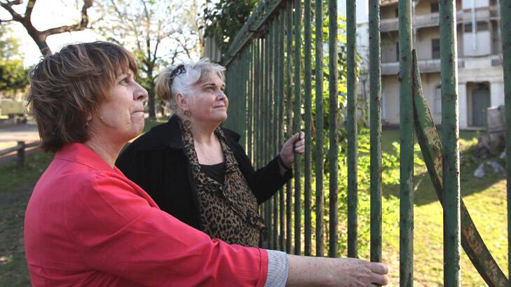 Haunting: Bonney Djuric, left, and Christina Green at the former site of controversial detention centre Parramatta Girls Home.
